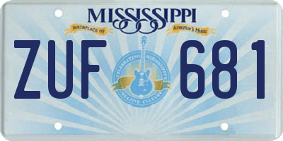 MS license plate ZUF681