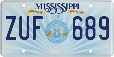 MS license plate ZUF689