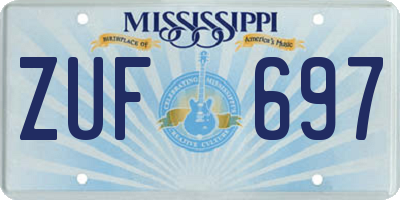 MS license plate ZUF697