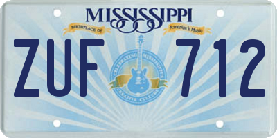 MS license plate ZUF712
