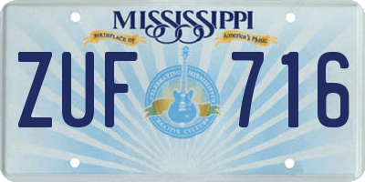 MS license plate ZUF716