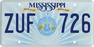 MS license plate ZUF726