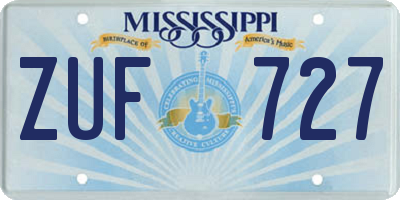 MS license plate ZUF727