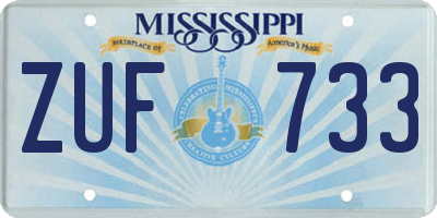 MS license plate ZUF733