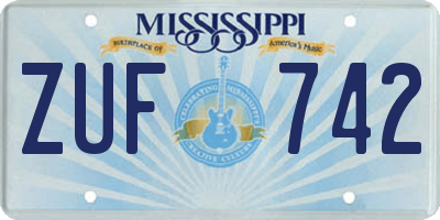 MS license plate ZUF742