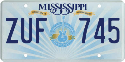 MS license plate ZUF745