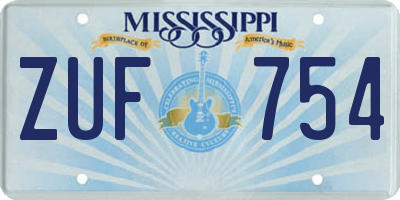 MS license plate ZUF754