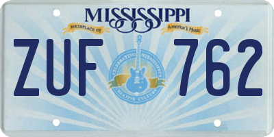 MS license plate ZUF762