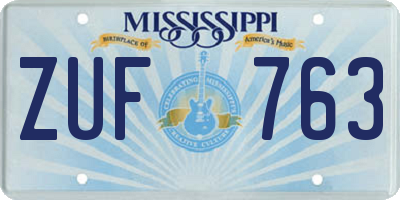 MS license plate ZUF763