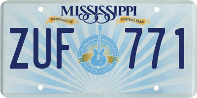 MS license plate ZUF771