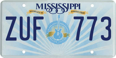 MS license plate ZUF773