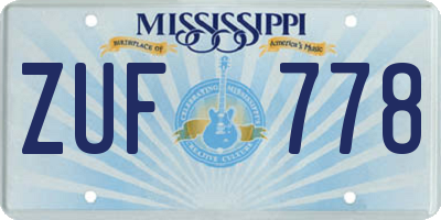 MS license plate ZUF778
