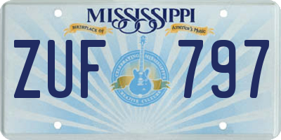 MS license plate ZUF797