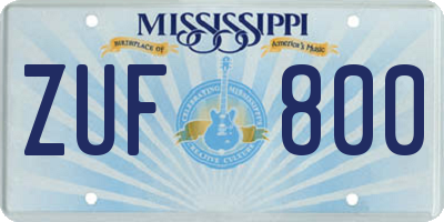 MS license plate ZUF800