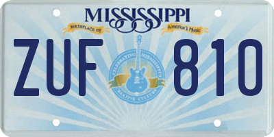 MS license plate ZUF810