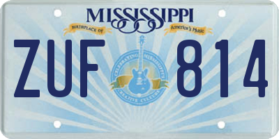 MS license plate ZUF814