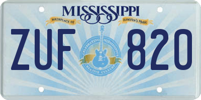 MS license plate ZUF820