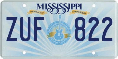MS license plate ZUF822