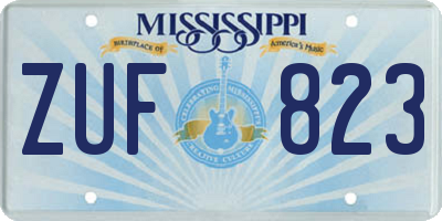 MS license plate ZUF823