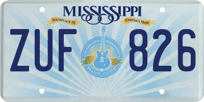 MS license plate ZUF826