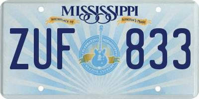MS license plate ZUF833
