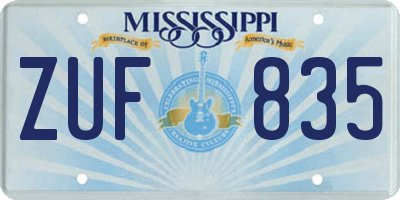 MS license plate ZUF835