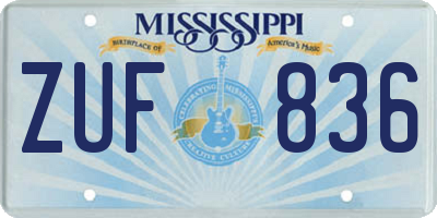 MS license plate ZUF836
