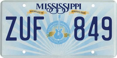 MS license plate ZUF849