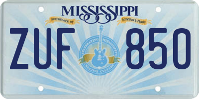 MS license plate ZUF850