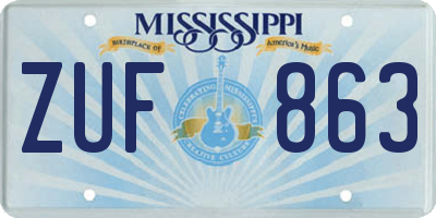 MS license plate ZUF863