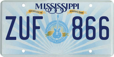 MS license plate ZUF866