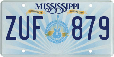 MS license plate ZUF879