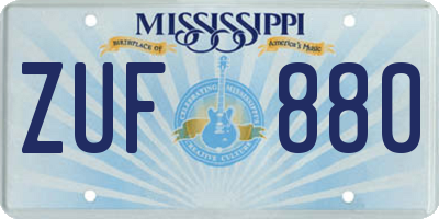 MS license plate ZUF880