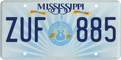 MS license plate ZUF885