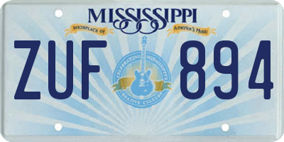 MS license plate ZUF894