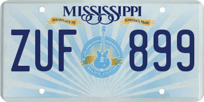 MS license plate ZUF899