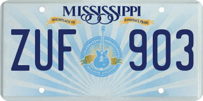 MS license plate ZUF903