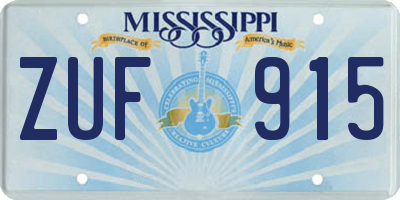 MS license plate ZUF915