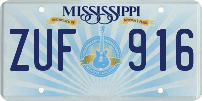 MS license plate ZUF916