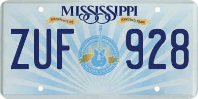 MS license plate ZUF928