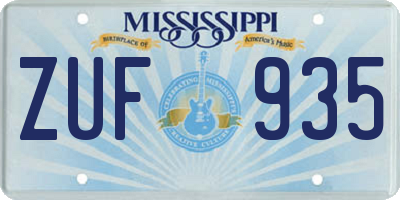 MS license plate ZUF935