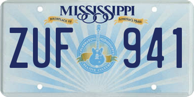 MS license plate ZUF941
