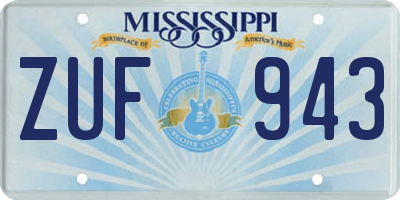 MS license plate ZUF943