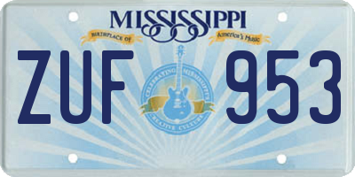 MS license plate ZUF953