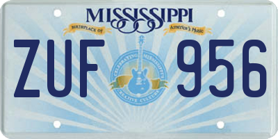 MS license plate ZUF956