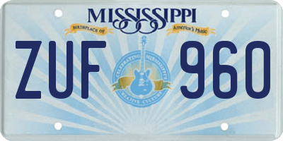 MS license plate ZUF960