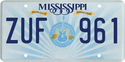 MS license plate ZUF961