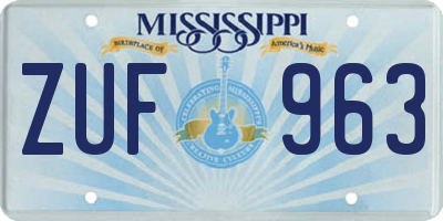 MS license plate ZUF963