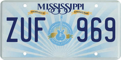 MS license plate ZUF969