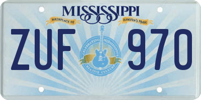 MS license plate ZUF970
